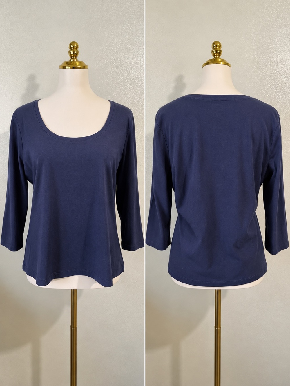 Boden Everyday Layering Navy Scoop Neck Cotton Modal Top Sz 10 Casual Basic Soft